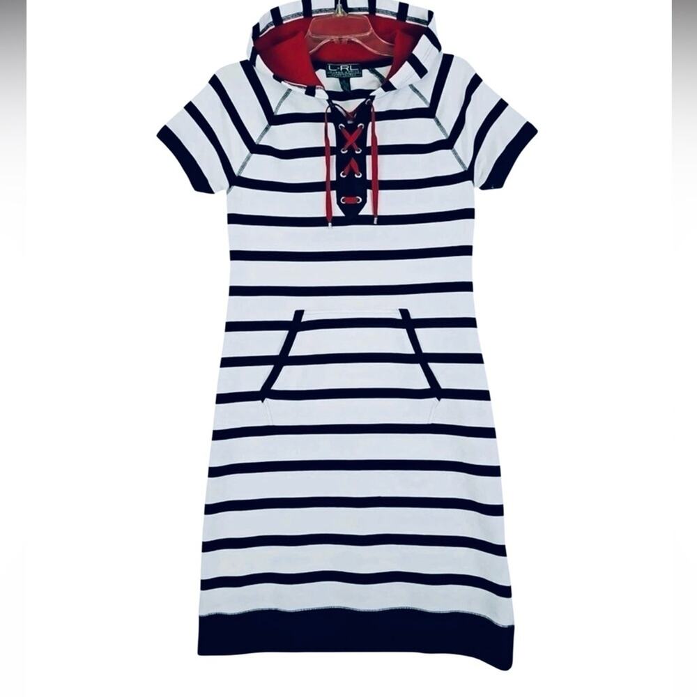 Ralph LaurenActive nautical-themed hooded shirt dress Size L